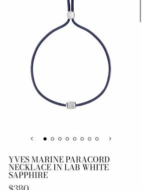 Yves Marine Paracord Necklace in Navy with White Sapphire Accents